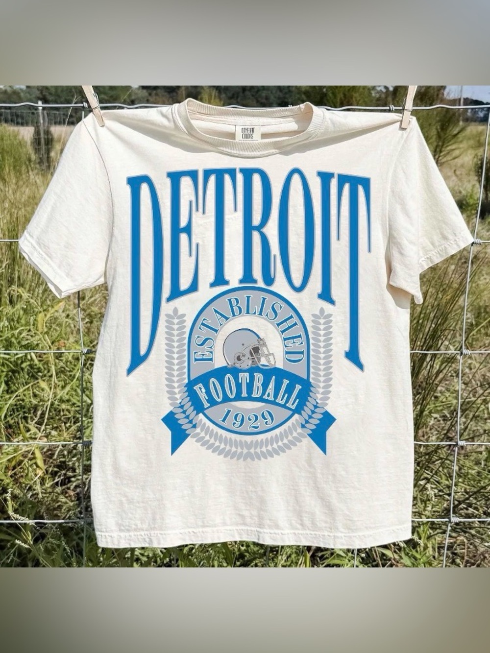 Detroit Football Comfort Color Vintage Style Tee, Game Day Sports Graphic Tee